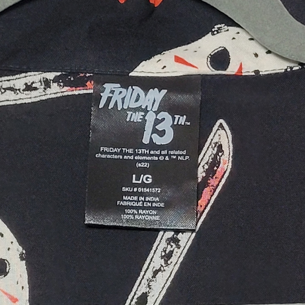 Friday the 13th Camp Crystal Lake Tie-Front Button-up Shirt Machete Horror Large - Picture 3 of 11